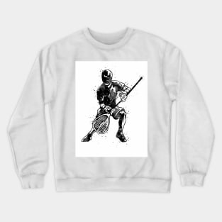 Boy Lacrosse Player Black and White Silhouette Crewneck Sweatshirt